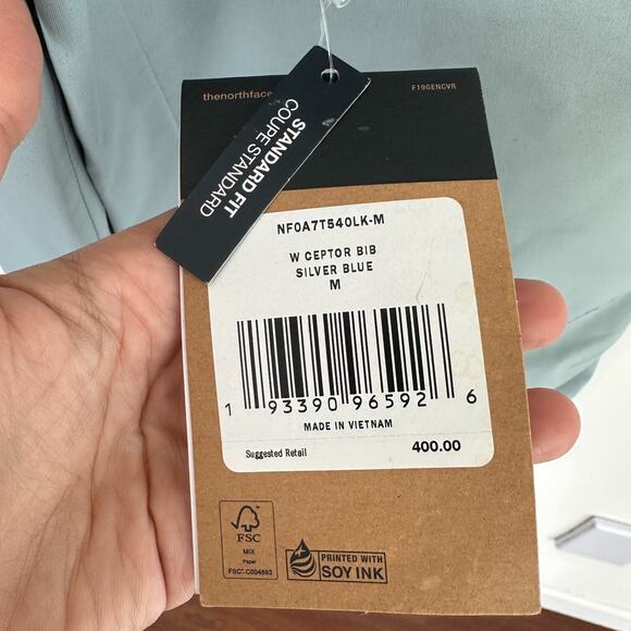 The North Face Ceptor Bibs Pant Womens Medium Blue Silver Ski Snowboard Dryvent - Picture 3 of 15